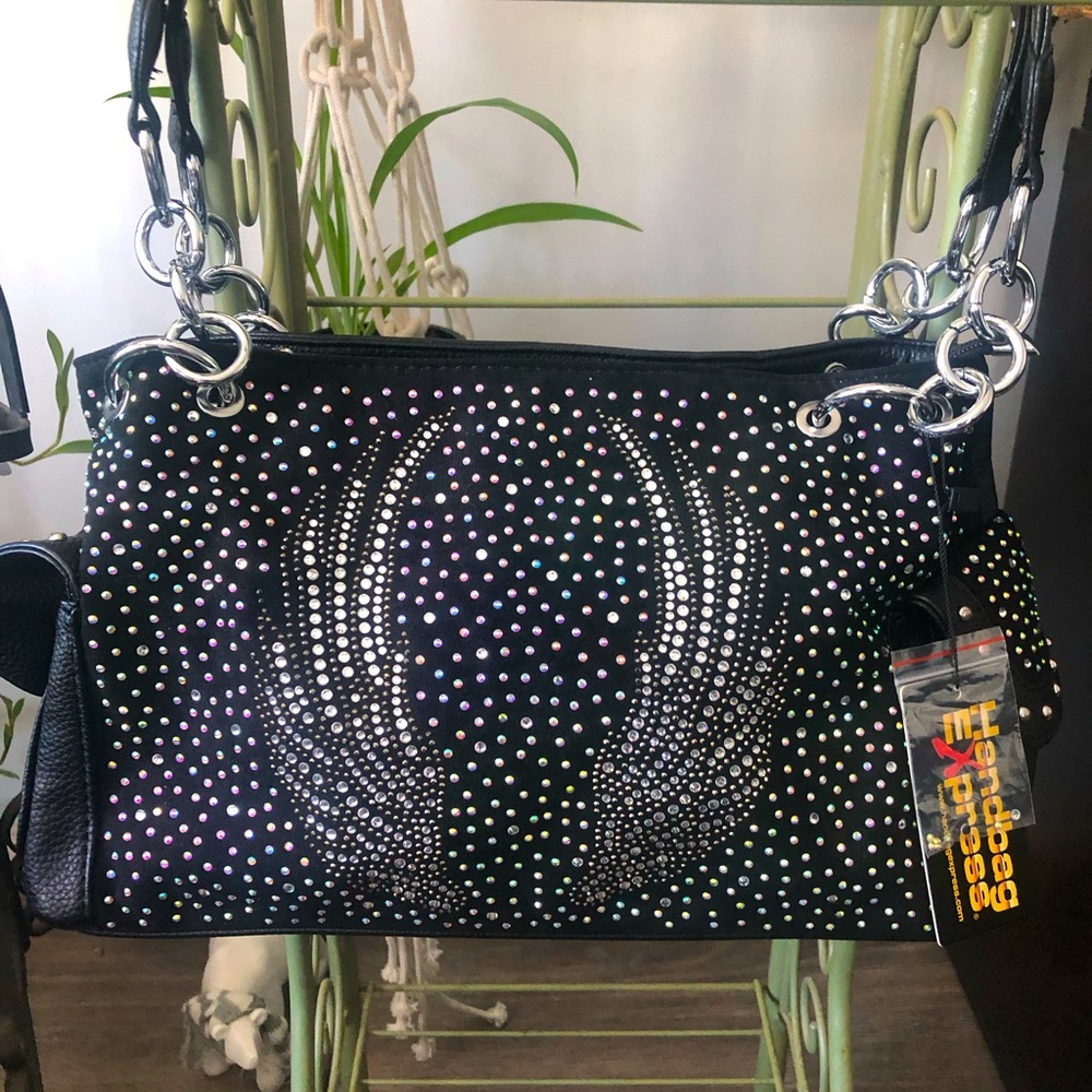 Angel Wing Black Shoulder Bag